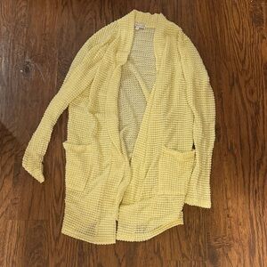Yellow Open-Front Knit Sweater